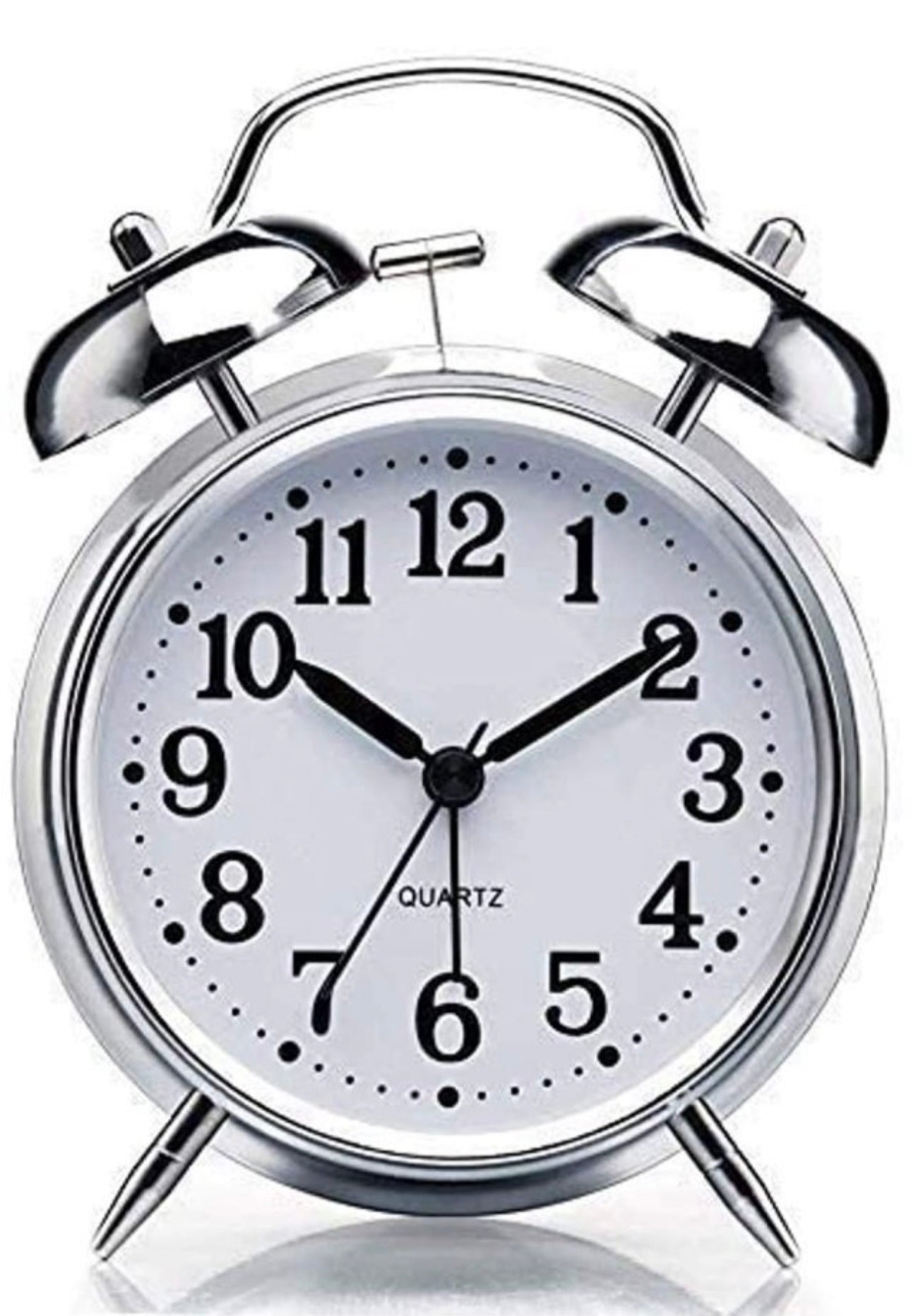 Silver & Coper Alarm Clock Retro Style Twin Bell 13 CM