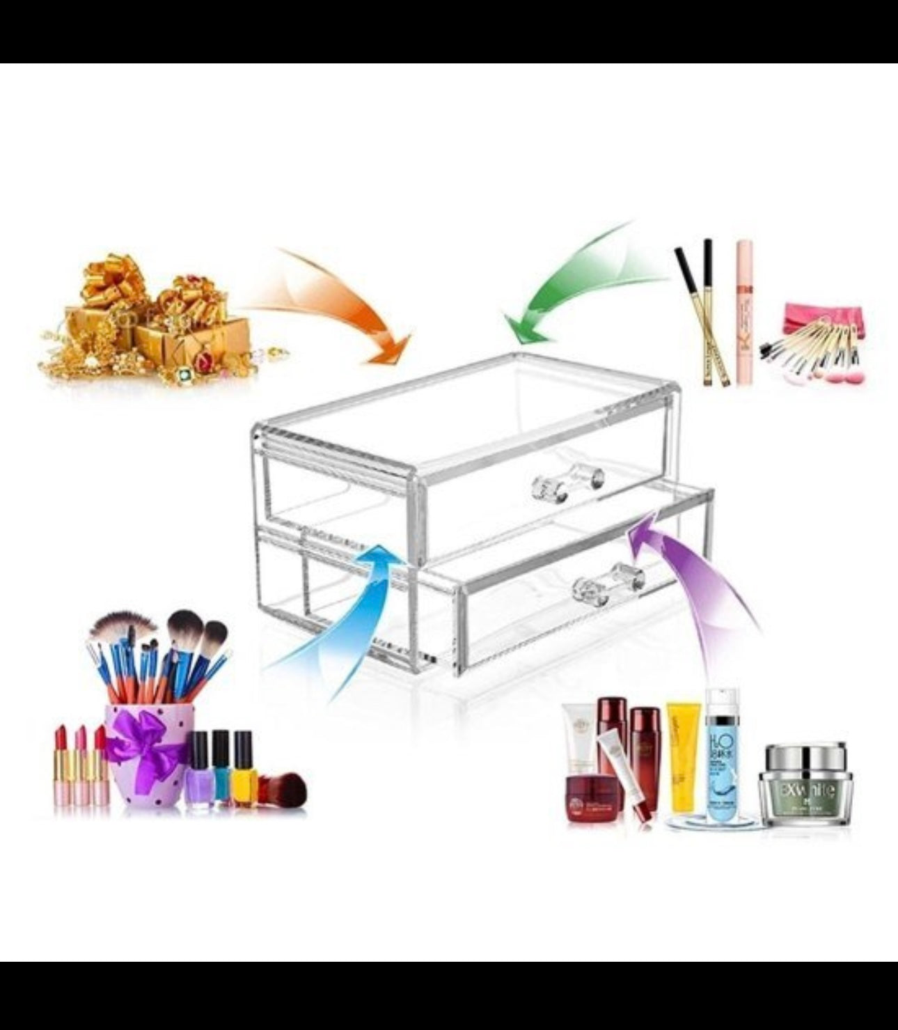 2 Drawers Acrylic Cosmetic Box