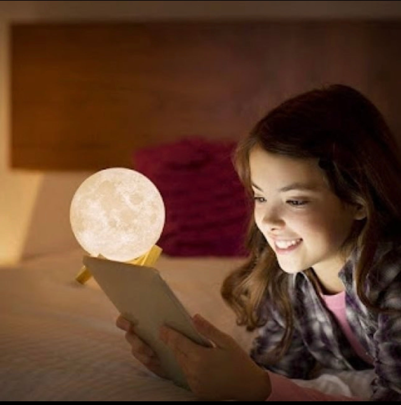 Moon Lamp Night Light With Wooden Stand 15 Cm