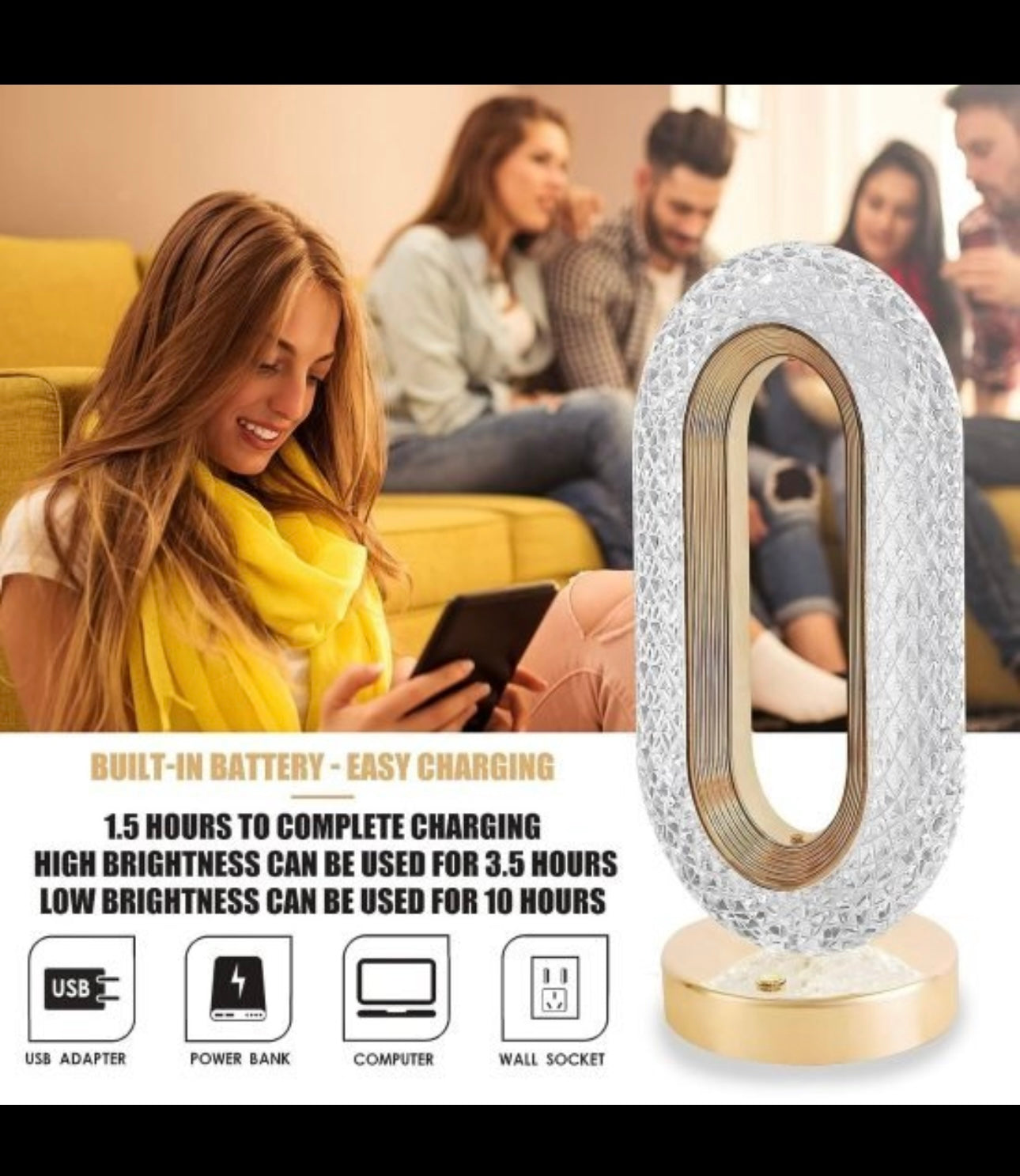 Oval Crystal Led Lamp