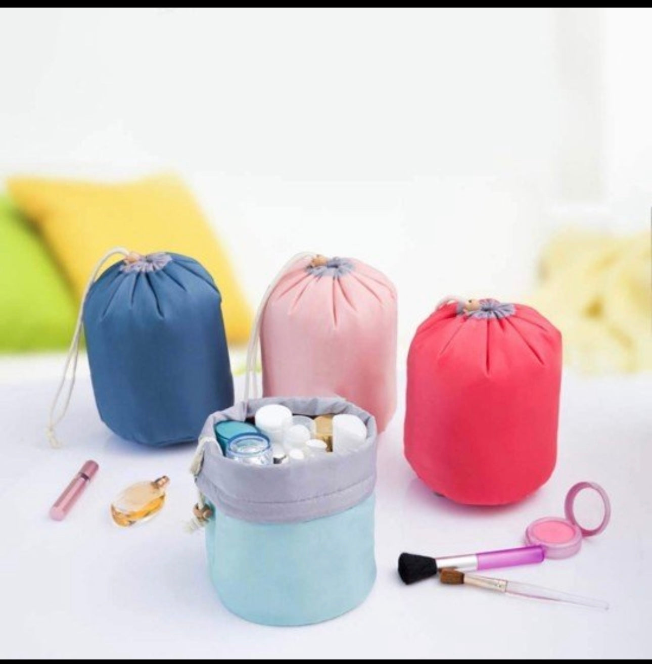 Cosmetic Pouch Makeup Bags Round Barrel Shape