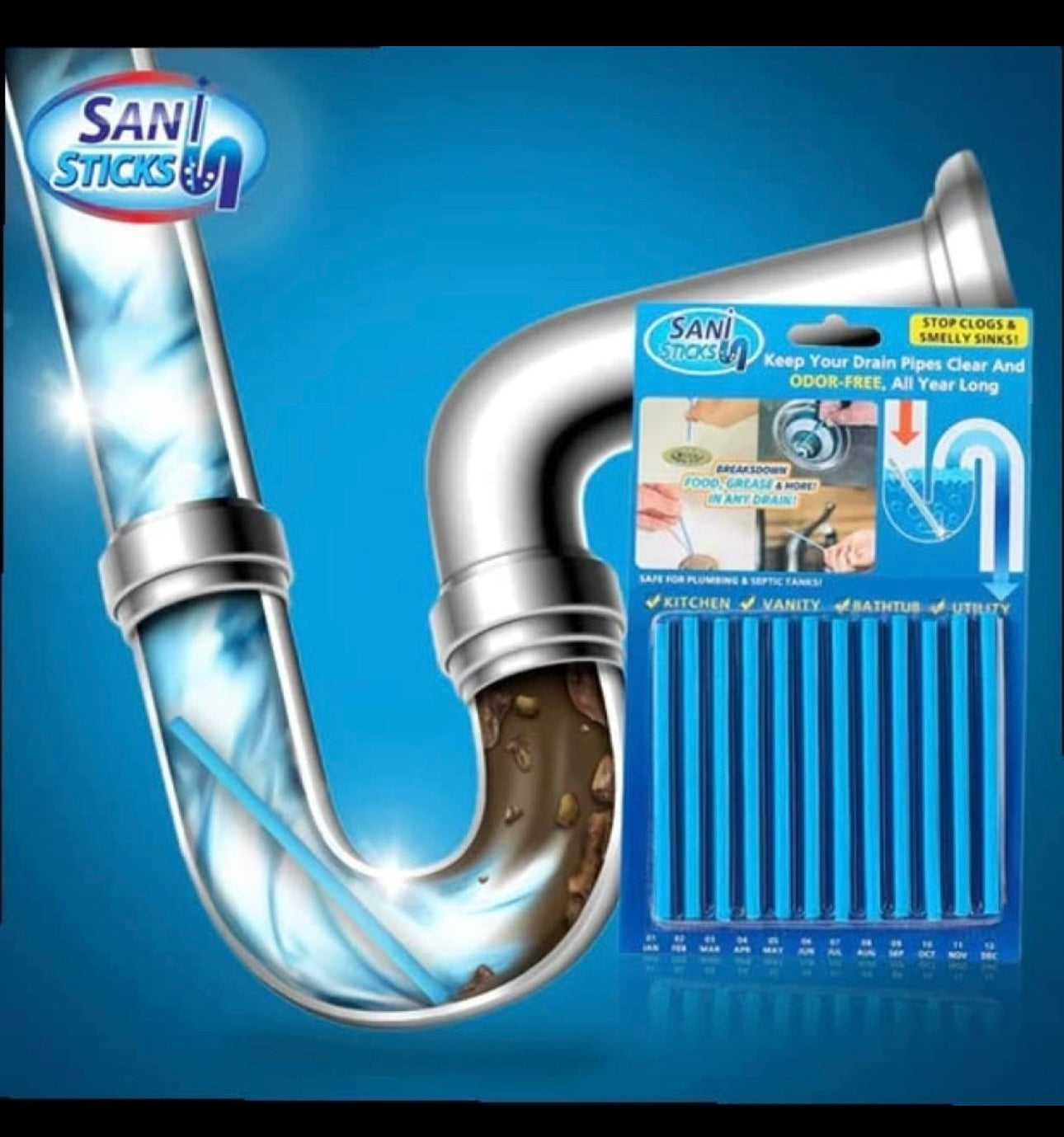 Sani Stick Drain Cleaner 3 pc