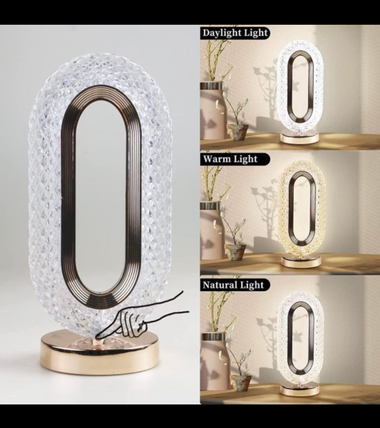 Oval Crystal Led Lamp