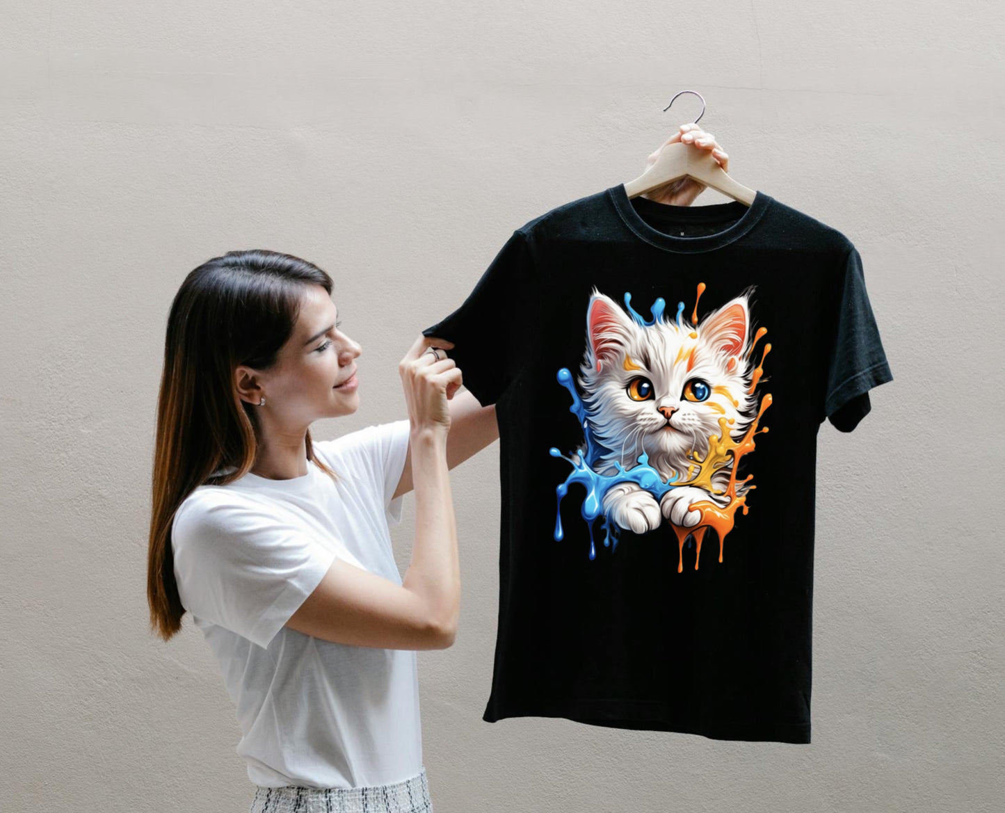 Cat T-Shirts Printed (Black)