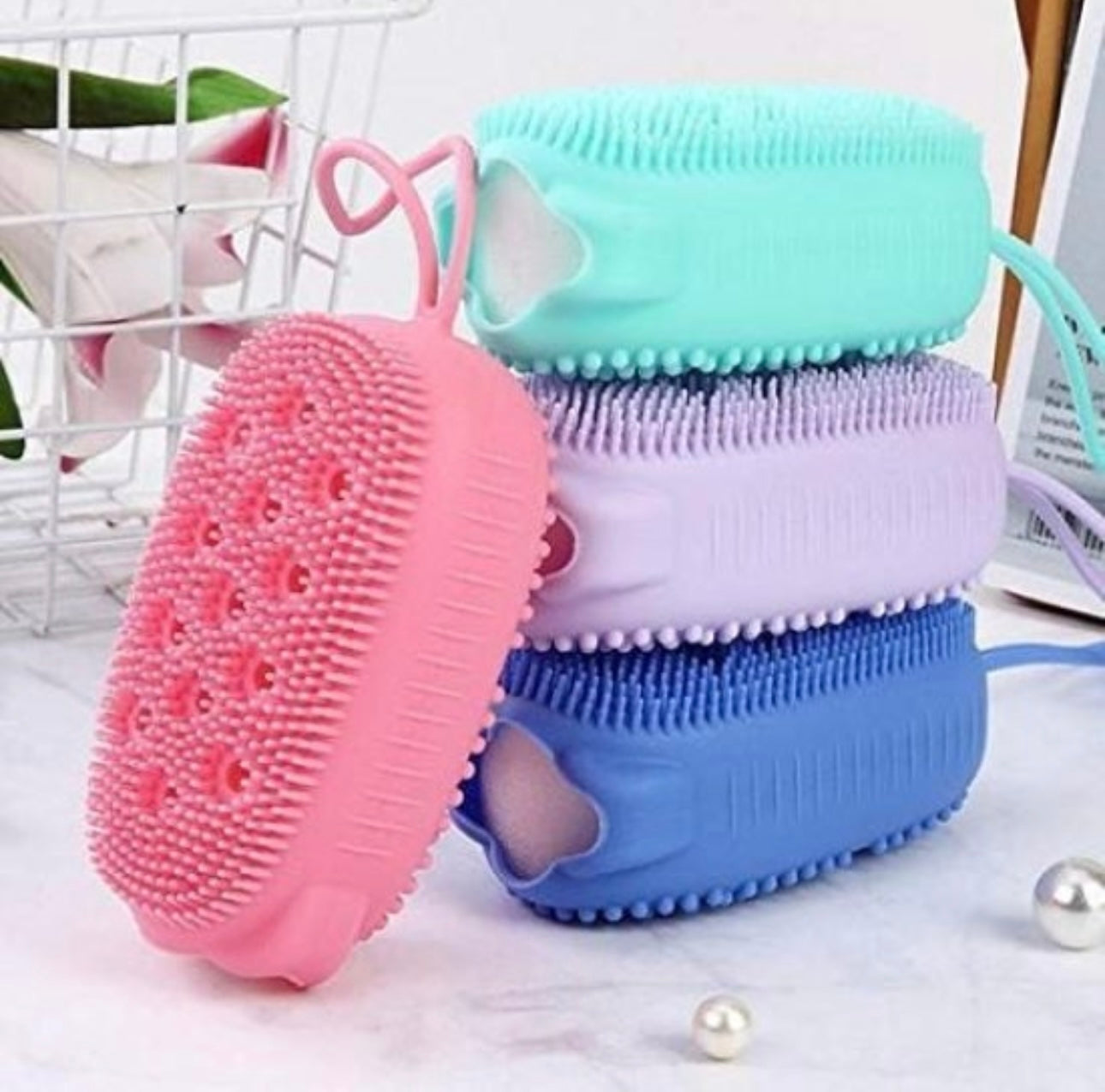 Bath Brush Silicone Body Scrubber Brush