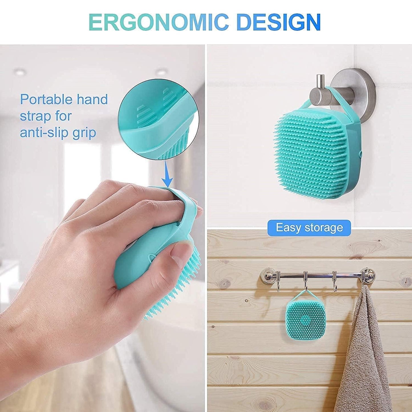 SCRUBBING Soft Silicone Bath Brush With Hooks Baby Showers silicon Cleaning Brushes