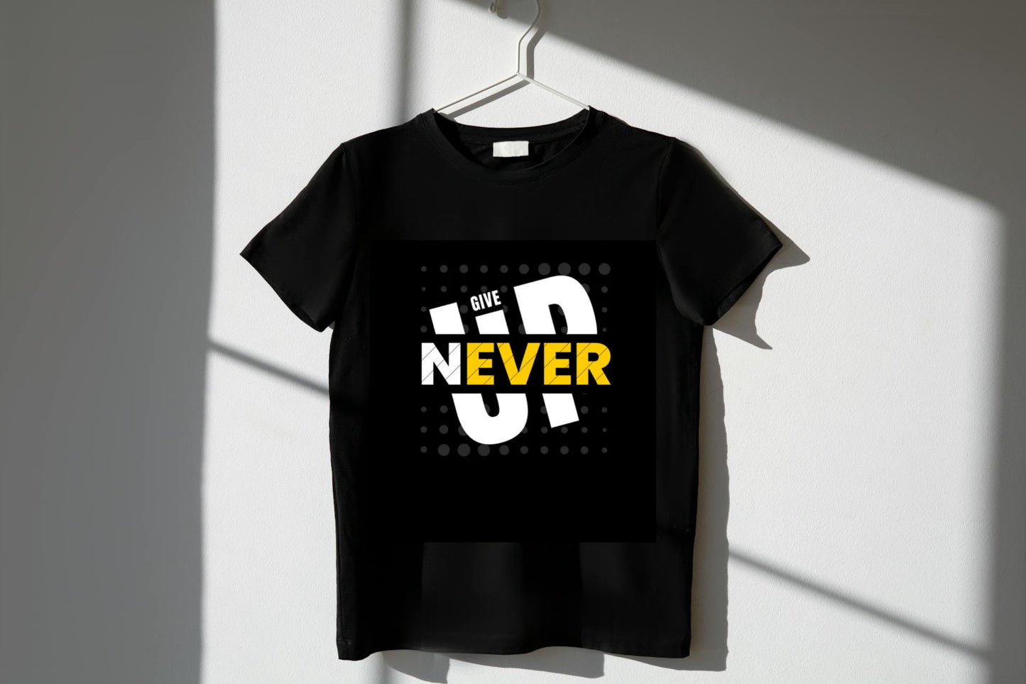 Never Give Up T-Shirts Gym T-Shirts (Black)