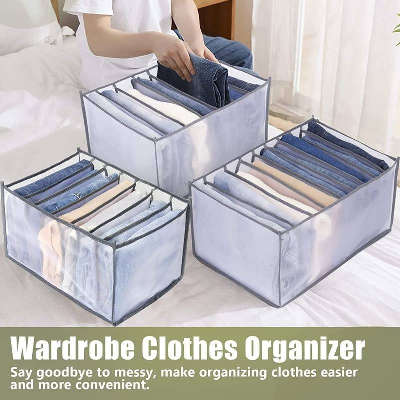 7 Grid Transparent Closet Clothes Organizer