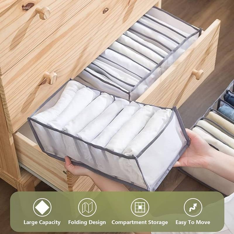 7 Grid Transparent Closet Clothes Organizer