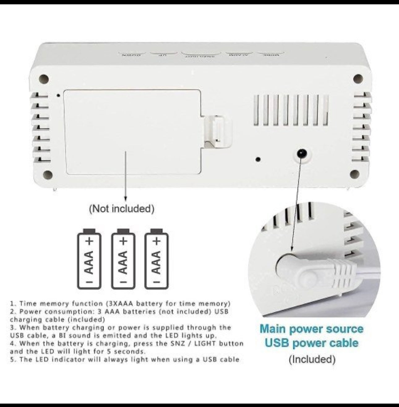 Digital Mirror Clock LED Display Alarm Clock