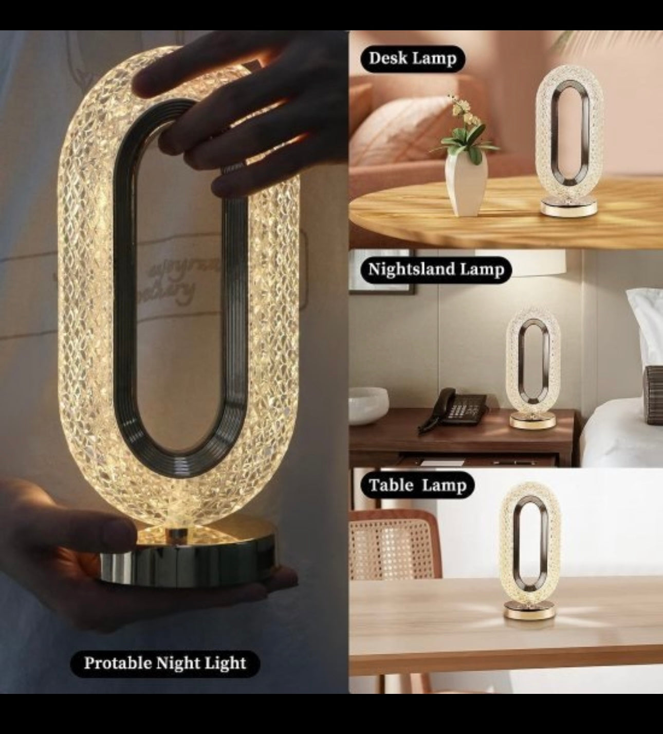 Oval Crystal Led Lamp