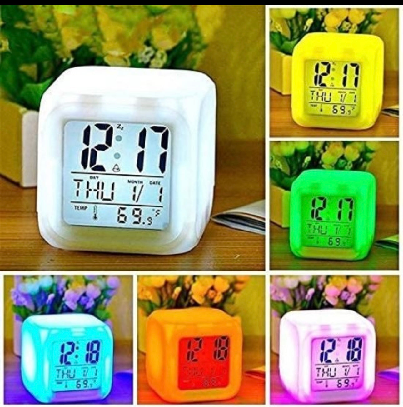 7 Colours Change Digital Clock