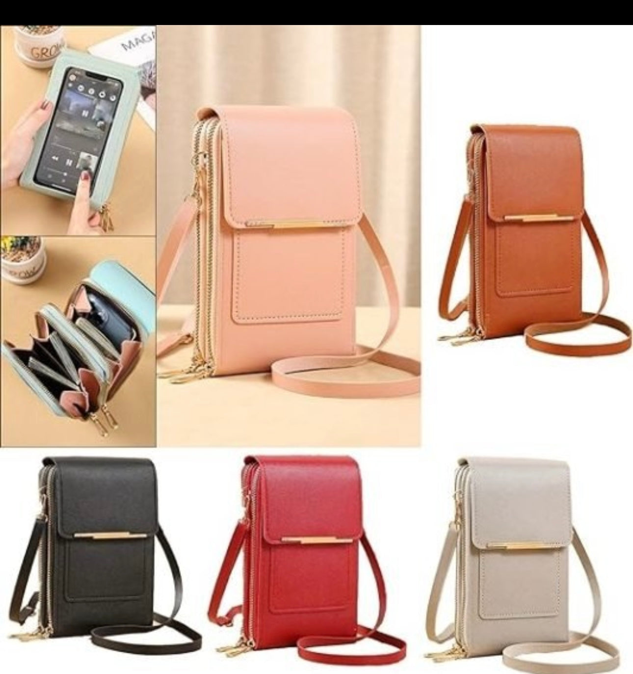 Leather Shoulder Bag Mobile Wallet Purse