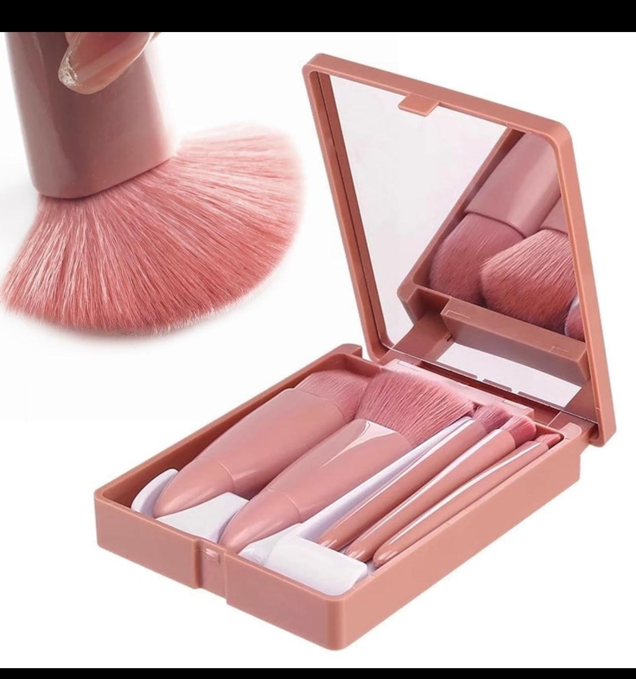 Makeup Brush Set With Mirror Case