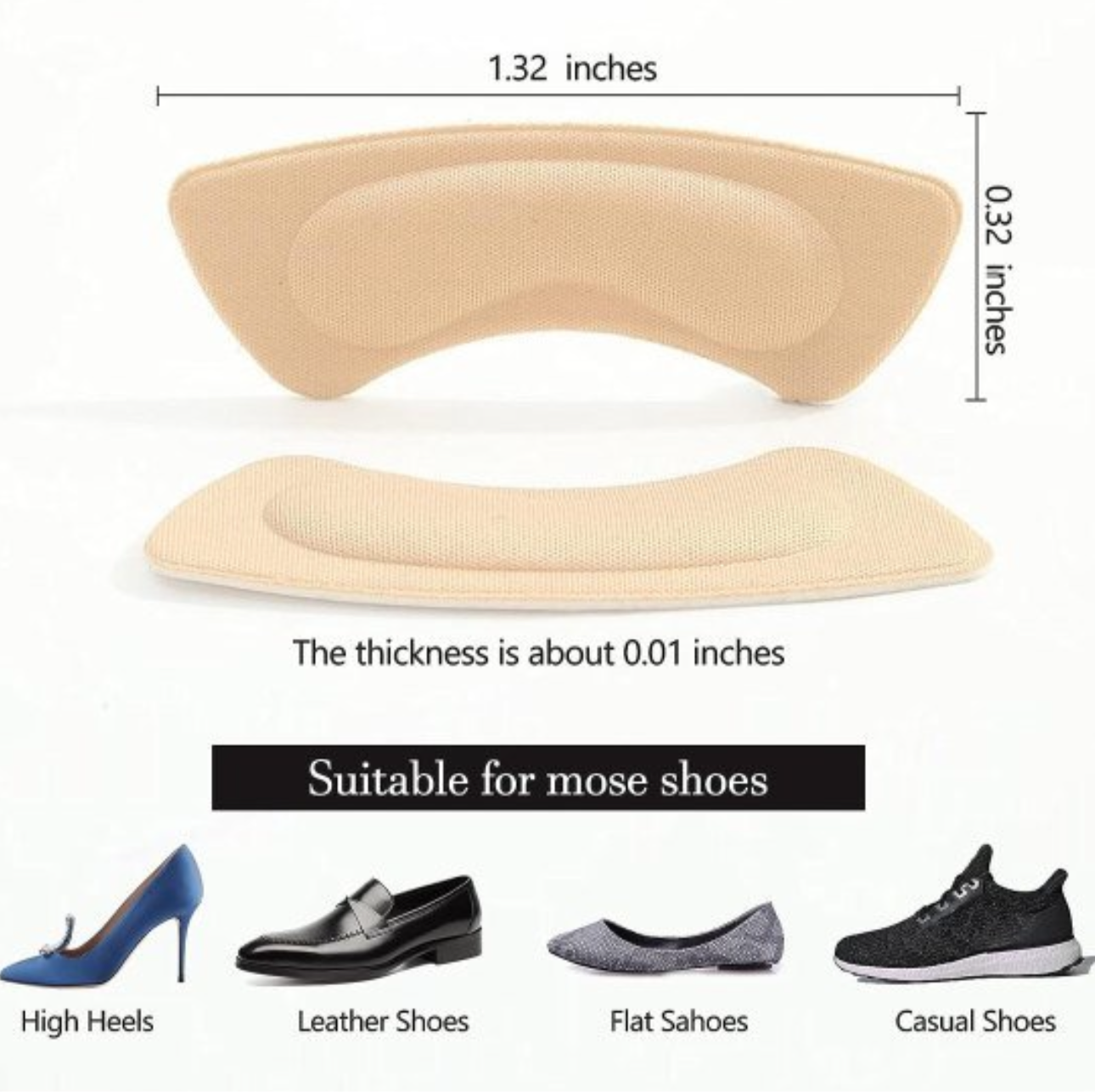 Heel Liner Grips Cushions Inserts For Loose Shoe Insoles 5 Pair