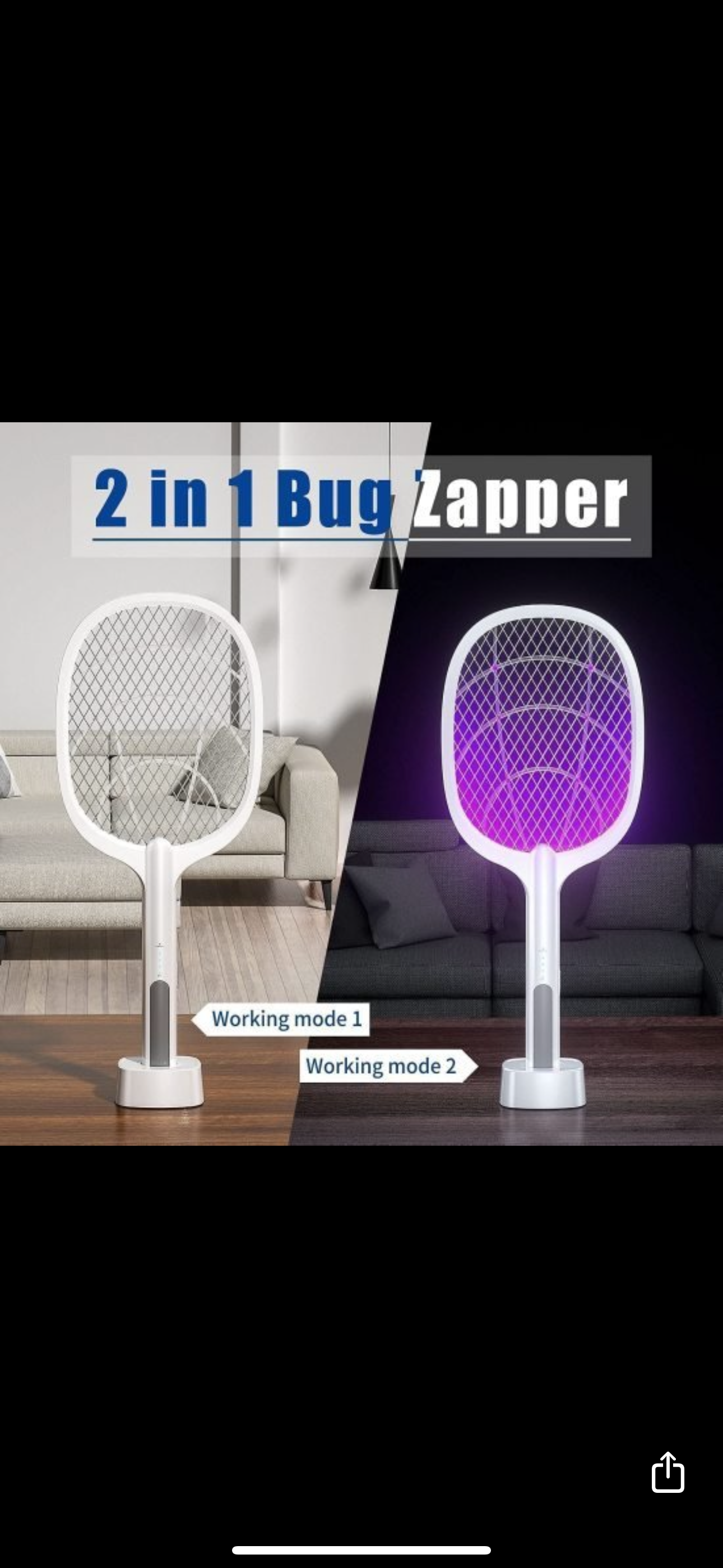 2 in 1 Mosquito Bat Killer Racket Swatter UV Light