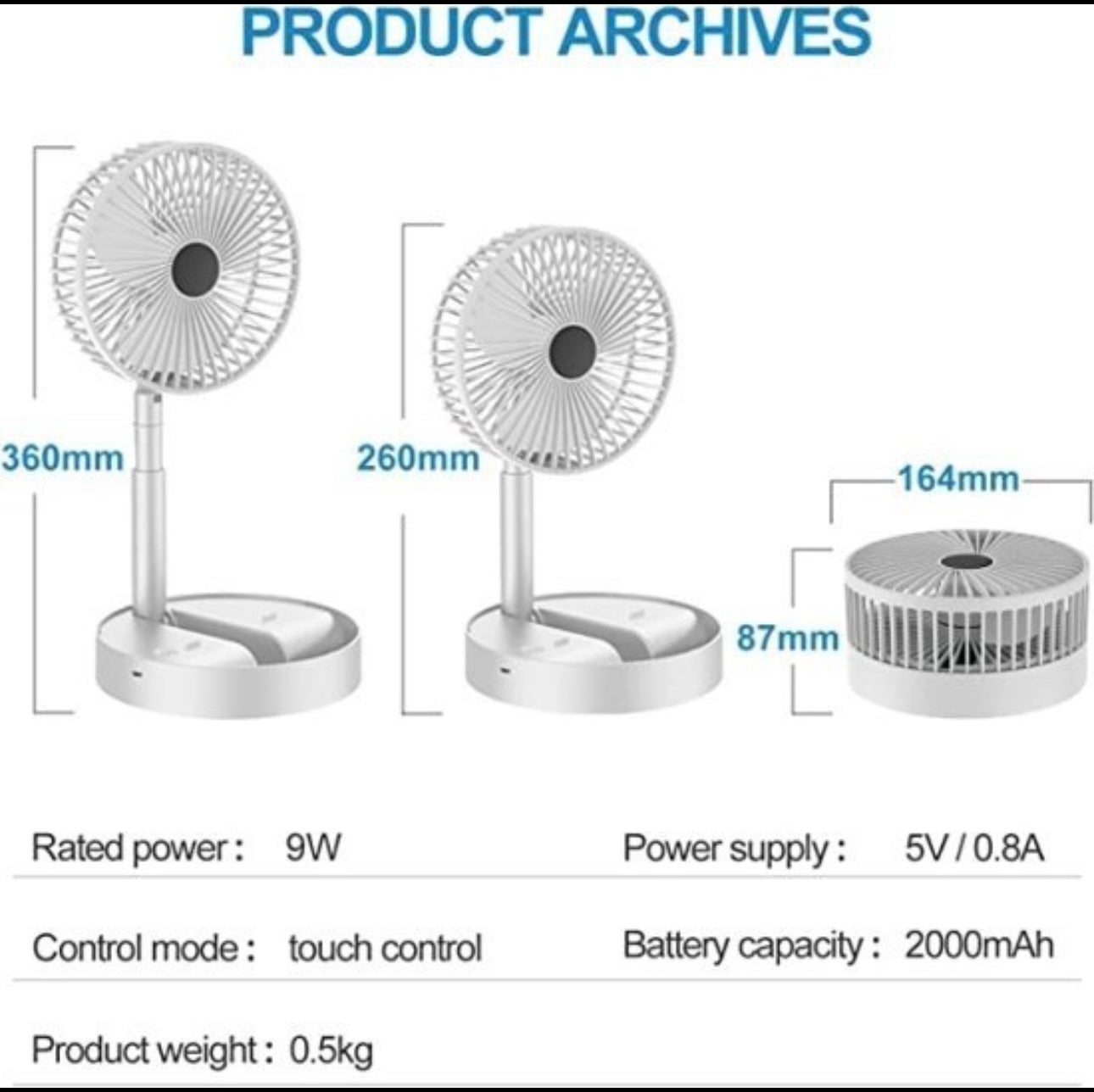 Telescopic Folding Mini Fan USB Chargeable