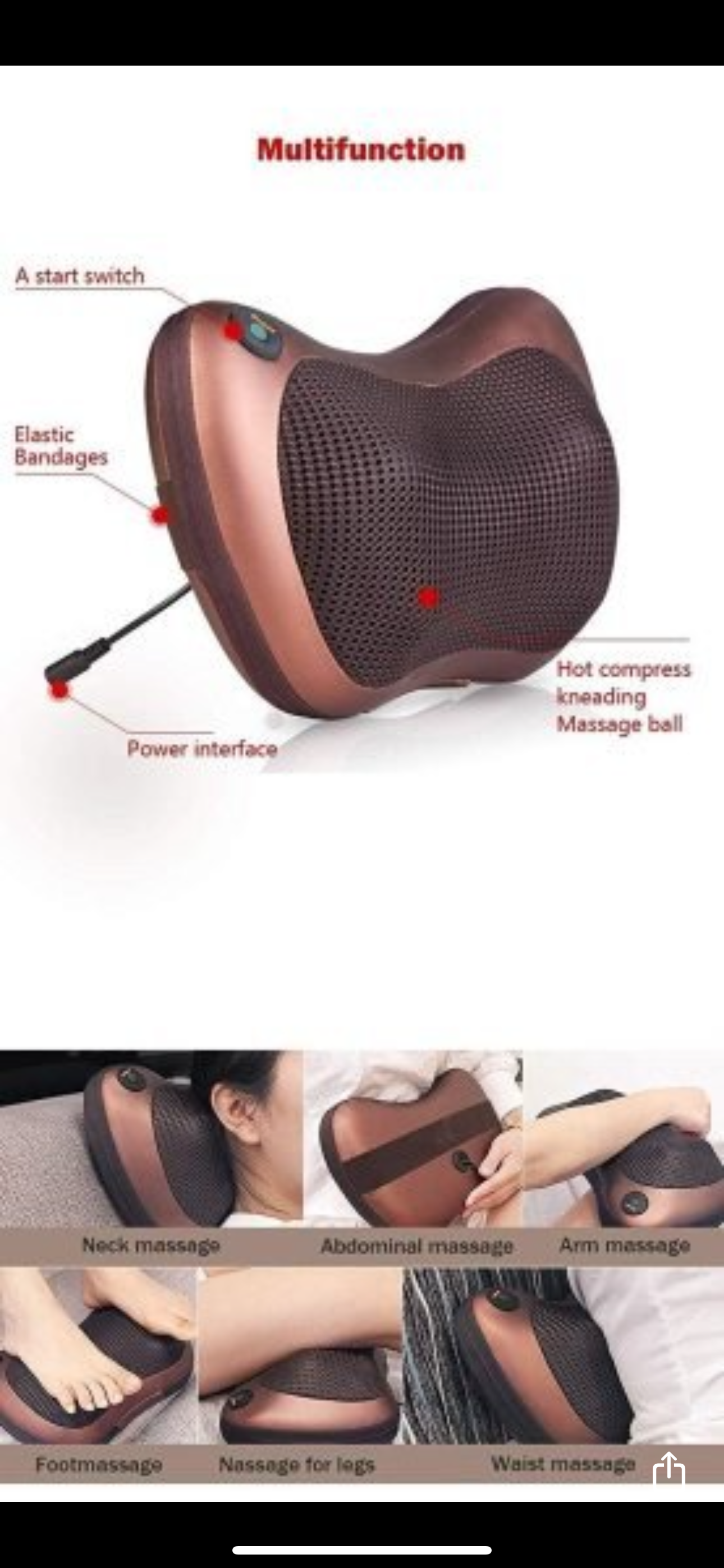 Electronic Car Massager Pillow Cushion