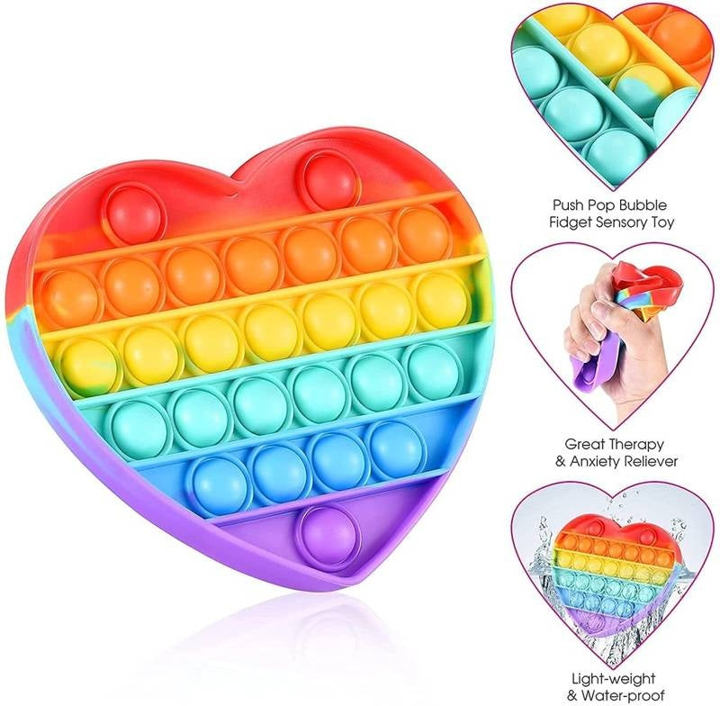 Heart Fidget Pop it Rainbow Toy