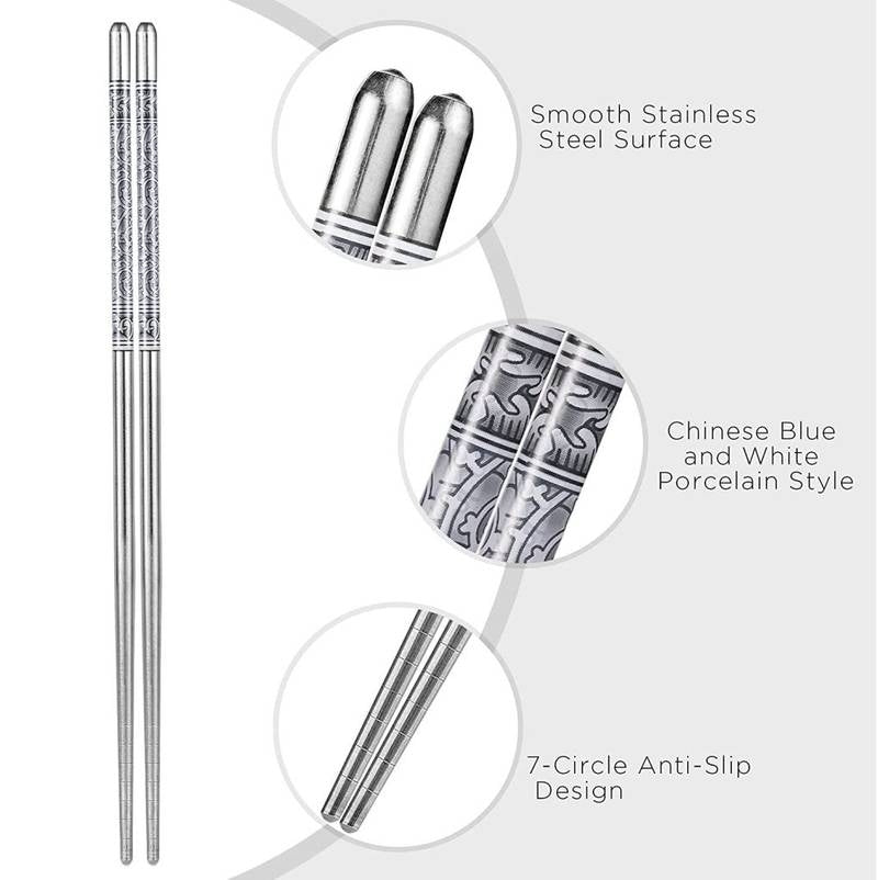 Stainless Steel Chop Sticks 5 Pairs