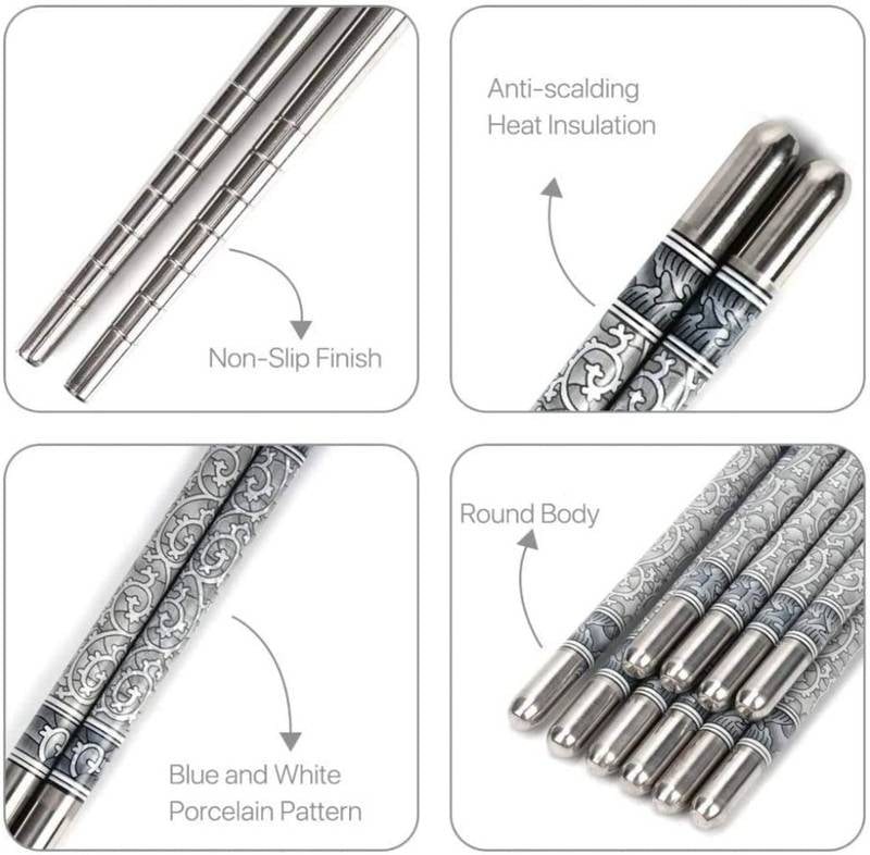 Stainless Steel Chop Sticks 5 Pairs